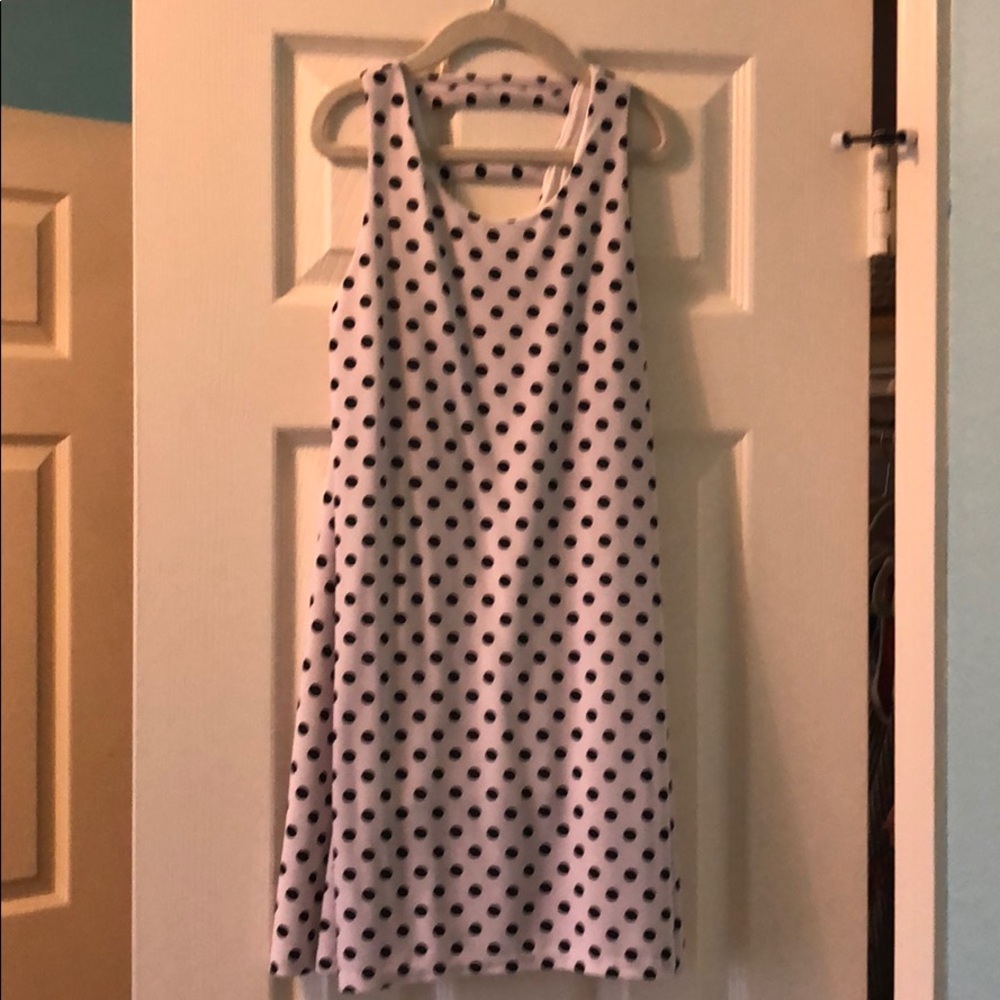Girls white with black polka dot dress